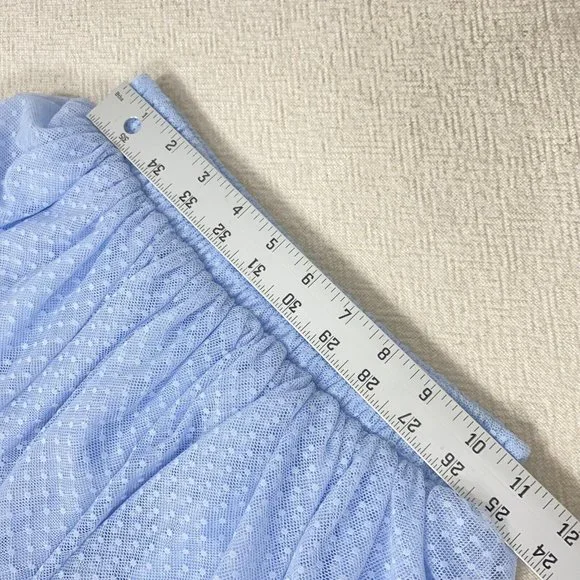 NWT HILL HOUSE HOME Small Pandora Tulle Midi Skirt Baby Blue Elastic Waist $250